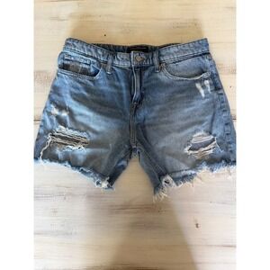 Lucky Brand Womens Denim Boyfriend Shorts Blue Distressed Frayed Hem Size 8
